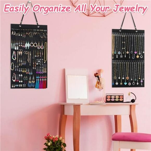 2 PC Jewelry Organizer Storage Hanging Holder Display Earrings Necklace Bracelet - Picture 7 of 7